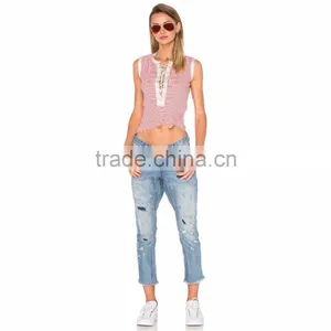 Top Selling Ladies Out Fit Lace Up Fashion Blouse thumbnail-4