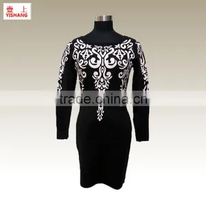 Jacquard 75%Viscose 25%Polyester Fashion Lady Dress Sweater More Choose thumbnail-1