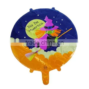 Aluminium Foil Balloon Halloween Witch Multicolor Message " Dia De Muertos " Helium Balloon thumbnail-1