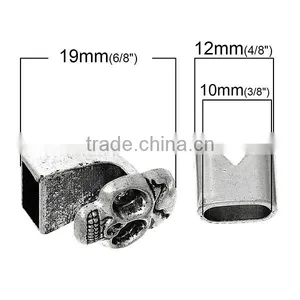 Hook Clasps Bracelet End Bar With Slider For Leather Bracelet Skull Halloween Antique Silver 19mm X13mm 13mm X12mm thumbnail-2