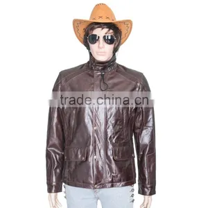 HIGH QUALITY SLIMFIT MEN BROWN RETRO LEATHER JACKET thumbnail-5