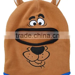 Embroidery Logo Cartoon Dog Polar Fleece Fancy Beanie Hat thumbnail-1