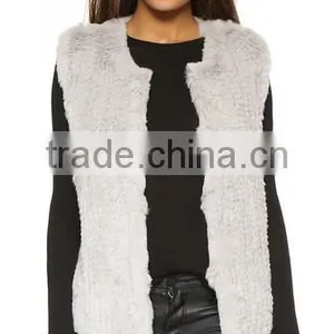 YR355 New Arrival Cheap Fur Vest Knitting/Australia Hot Sale Rabbit Vest thumbnail-1