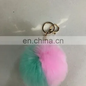 Faux Fur Bag Charm Cherry Pom Pom Fur Key Chain thumbnail-2