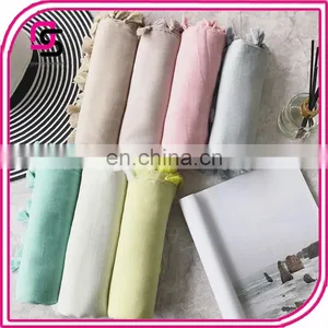 New Spring Spring Summer Female Dusty Color Scarf Beach Towel Tourism 100% Viscose Scarf With Tassel thumbnail-2