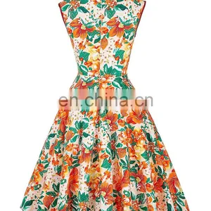 Grace Karin Vintage Flower Pattern Sleeveless Knee Length V-Neck Cotton A-Line 1950s Retro Vintage Dress CL007600-4 thumbnail-5