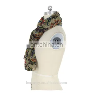 Floral Printed Burnout Women Velvet Scarf Guangzhou Factory thumbnail-2