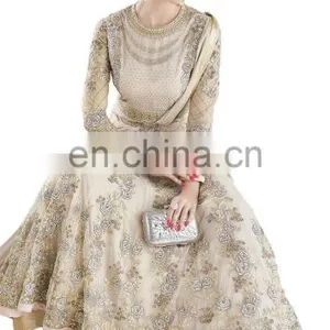 2017 Wedding Engagement Wear Anarkali Net Gown ( Heavy Embroidery Work Semi-Stitched Dress Material ) thumbnail-2