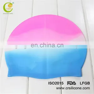 Colorful Customized Logo Available Printed Embossed Silicone Swimming Cap thumbnail-3