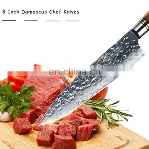 Sapele Wood Handle Handmade Damascus Chef Knife thumbnail-7