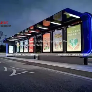 Outdoor LCD Advertising Machine Bus Stop Sign Aluminum Profile Bus Shelter Billboard Customization thumbnail-2