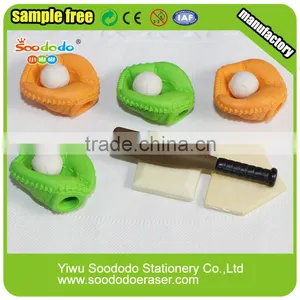Chinese Funny Pencil Erasers Manufacturer Baseball Shaped thumbnail-2