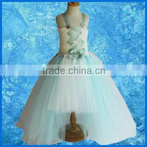 Crochet Lace Tied Boutique Frozen Elsa Cosplay Costumes Party Wear For Kids thumbnail-1
