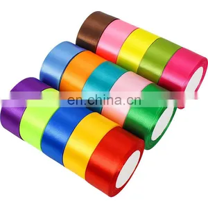 Wholesale Factory Large Stocked Custom Solid 196 Color 3-100 mm Wide Single Double Face Polyester Satin Christmas Ribbon Roll thumbnail-1