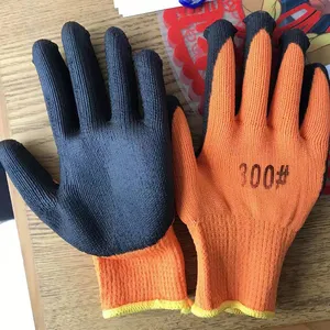 Thick Polyester 7 Gauge Knitted Smooth Finish Black Latex Coating Safety Work Gloves for Workers thumbnail-1