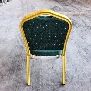 Stackable Banquet Chairs Golden Steel Frame Diamond Dot Fabric Cushion for Hotel Wedding Event thumbnail-5