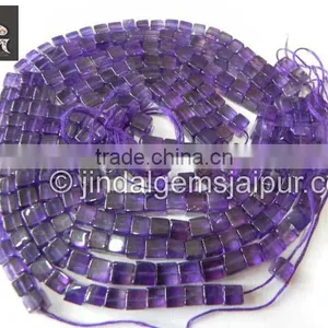 Wholesale Natural African Amethyst Smooth Cube Beads thumbnail-1
