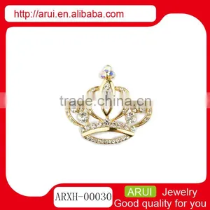 2014 Free Sample Prom Rhinestone Gold Royal Crown Brooches Pin thumbnail-1