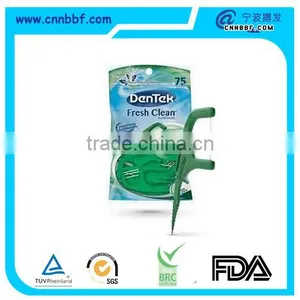 Green Dental Floss Pick in Bag With Customized Logo thumbnail-1