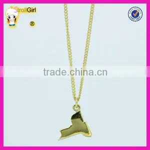 Custom Wholesale 925 Sterling Silver Map Design 14K Gold Necklace thumbnail-2