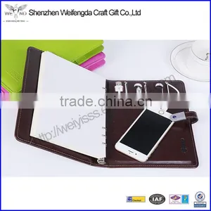 Japan Style Leather Cover Ring Binder A5 Notebook With Powerbank and U Disk Quality Choice thumbnail-1