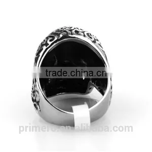Fashion Flower Skull Gothic Black Poker Party Rock Biker Stainless Steel Terminator Ring thumbnail-4