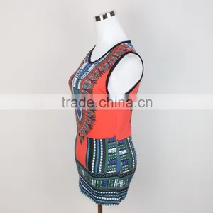 China Supplier in Bulk Dashiki Vest Top, Ladies African Ethnic Tank Top, Latest Women Dashiki Top thumbnail-5