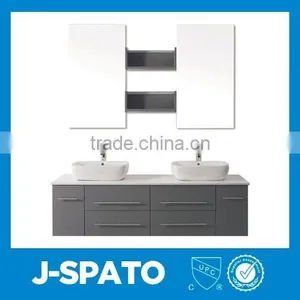 2016 Solid Wooden Double Basin Vanity Bathroom Modern PVC Cabinets JS-C008 thumbnail-2