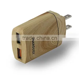 Quick Charge 3.0 Daul USB Wall Charger, USB Travel Charger, Travel Charger Wood thumbnail-2
