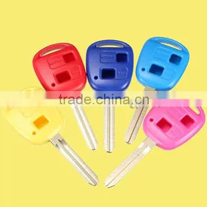 Colorful Cover Blue Red Pink Yellow 2 BTN Remote Car Key Blanks for Toyota RAV4 Replacement thumbnail-1