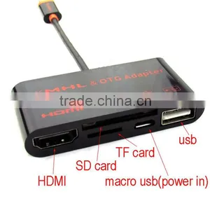 Micro USB OTG Sd Tf HUB Card Reader MHL to Hdm i Hdtv Adapter Connection Kit for Samsung Galaxy S5 S3 S4 Note2 Note3 Note4 thumbnail-4