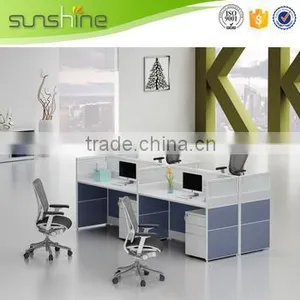Industrial Workstation Furniture 4 or 2 Seating Desktop Partition With Pedestals Modern Simpleness Design thumbnail-4
