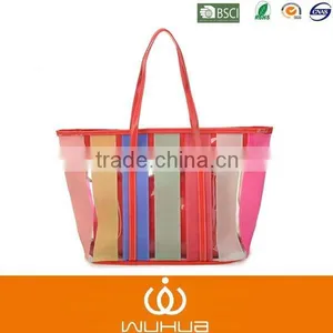 Fashion and Rainbow Transparent PVC Summer Beach Bag for Wholesale thumbnail-1