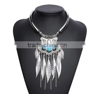 Hot Gypsy Ethnic Tribal Turkish Boho Leaves Tassels Exaggerate Necklace thumbnail-1