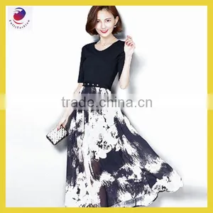 Fashion Ink Printed Floral Lady Chiffon Bohemian Dress thumbnail-1