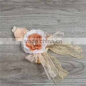 Baby Girls Lace Satin Flower Headband Yellow and White Children Chiffon Flower Hair Band Baby Hair Accessories thumbnail-1