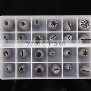 24pc Stainless Steel Nozzles Fondant Icing Piping Tips Cake Decorating Tools DIY Russian Tulip Nozzle Pastry Tip Free thumbnail-1