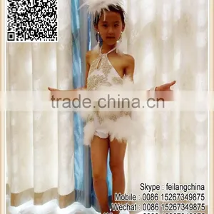New Design Cute White Feather Party Performance Costume For Kids thumbnail-1