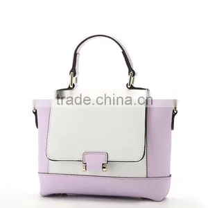Fake Leather Contrast Color Ladies Hand Bag thumbnail-5
