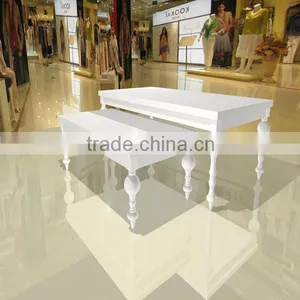 White or Custum Made Wooden Clothes Display Set Tables thumbnail-1