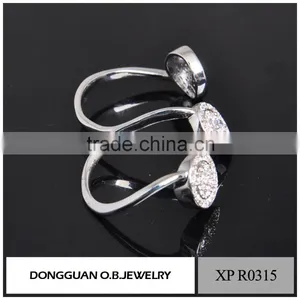 Popular 925 Sterling Silver Ring Wedding Adjustable Ring Plated White Gold thumbnail-3