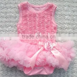 Pink Super Nice Summer Infant Dress Rose Flower Summer Infant Dress thumbnail-4