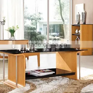 American Style Plywood Coffee Glass Table Set S111-1 thumbnail-1