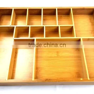 BH012 Rmovable Bamboo Adjustable Cutlery Drawer Organizer thumbnail-3