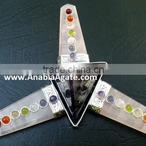 Rose Quartz Flat Stick Chakra Gemstone Energy Generator : Gemstone Amethyst Tetrahedron thumbnail-2