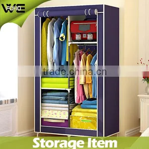 DIY Folding Triple Powder-Coating Tubes Fabric Wardrobe,home Dampproof Dustproof Assemble Fabric Wardrobe thumbnail-1
