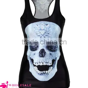 Black Scary Ladies Skull Snake 3D Printed Tank Top BX121 Tank Top Women thumbnail-3