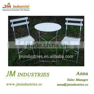 Wooden Top Iron Bistro Table Set thumbnail-1