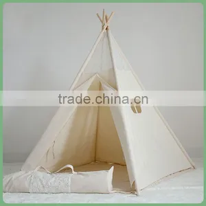Wholesale Low MOQ Plain Calico Lace Indoor Kids Teepee thumbnail-2