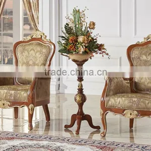 Antique Classic Palace Leisure Chair, Luxury Gold Painting Armed Chair, Carved Wooden Living Room Furniture thumbnail-2